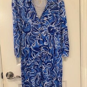 Lilly Pulitzer Blue and White Long Sleeve Dress